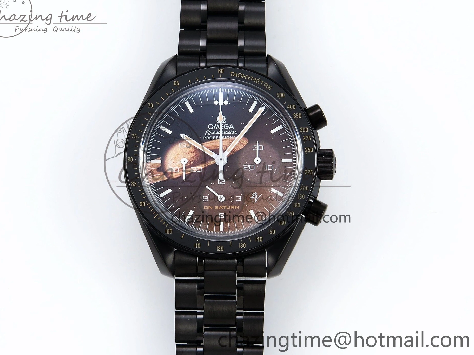 0422 Speedmaster Black Benom PVD Saturn RMF Best Edition on PVD Bracelet Lemania HW StreetReady 7726